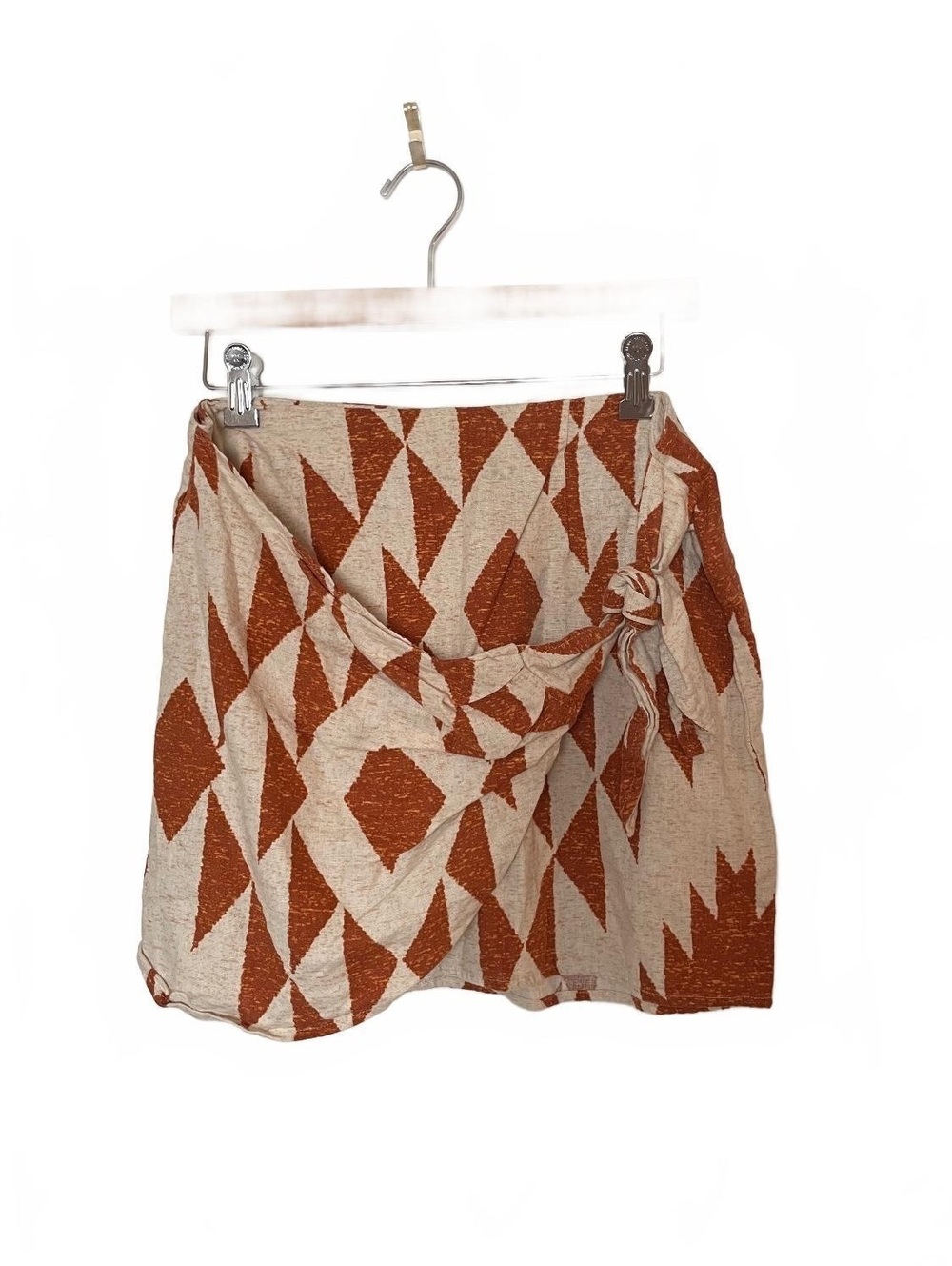 Forever 21 Contemporary beige and rust geometric wrap mini skirt